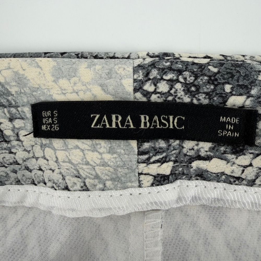ZARA BASIC Snake Print Pants Women Size S High Rise Straight Leg Trousers - Picture 3 of 9
